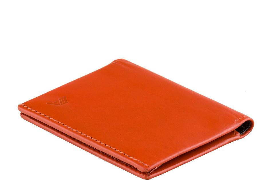 Slim Wallet in Orange Textured Leather – Sazingg